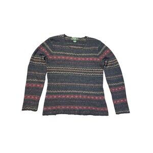 Eddie Bauer Womens Merino Wool Blend Fair Isle Sweater Sz M Gorp grandpa indie